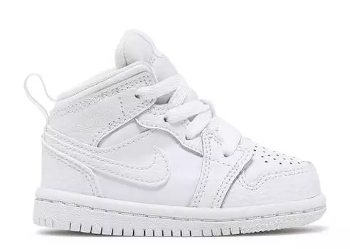 Кроссовки AIR JORDAN 1 MID TD 'TRIPLE WHITE', белый