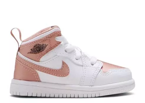 Кроссовки AIR JORDAN 1 MID TD 'WHITE ROSE GOLD', белый