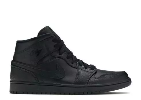 Кроссовки AIR JORDAN 1 MID 'TRIPLE BLACK' 2020, черный