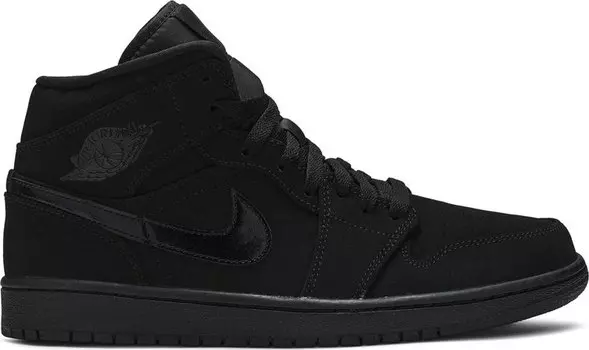 Кроссовки Air Jordan 1 Mid Triple Black Suede, черный