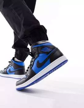 Кроссовки Air Jordan 1 Mid в королевском синем и черном цвете