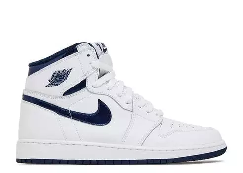 Кроссовки AIR JORDAN 1 RETRO HIGH OG BG 'METALLIC NAVY', белый