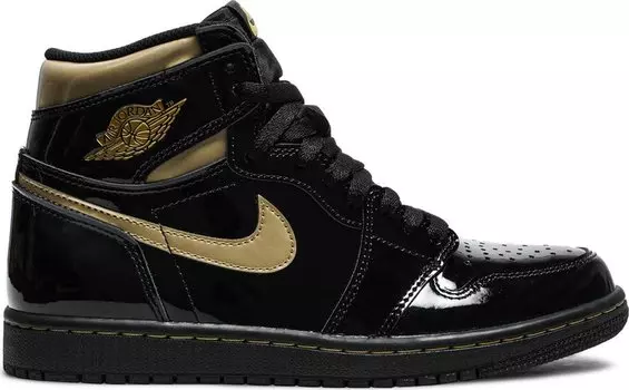 Кроссовки Air Jordan 1 Retro High OG Black Metallic Gold, черный