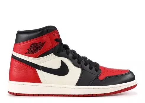 Кроссовки AIR JORDAN 1 RETRO HIGH OG 'BRED TOE', красный