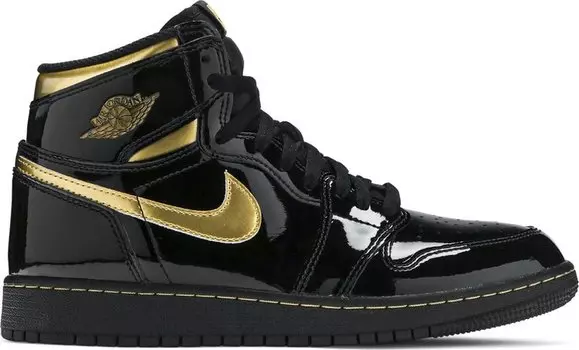 Кроссовки Air Jordan 1 Retro High OG GS Black Metallic Gold, черный