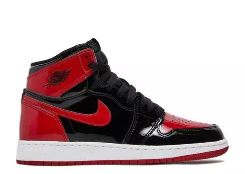 Кроссовки AIR JORDAN 1 RETRO HIGH OG GS 'PATENT BRED', черный