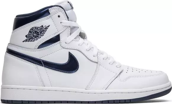 Кроссовки Air Jordan 1 Retro High OG Metallic Navy, белый
