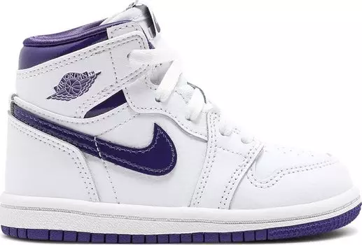 Кроссовки Air Jordan 1 Retro High OG TD Court Purple, белый