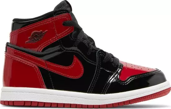 Кроссовки Air Jordan 1 Retro High OG TD Patent Bred, красный