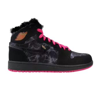 Кроссовки Air Jordan 1 Retro High Prem GS 'Black Vivid Pink', розовый