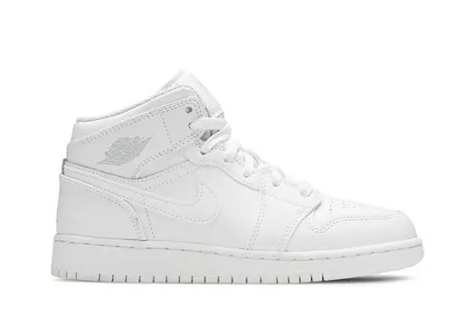 Кроссовки Air Jordan 1 Retro Mid GS 'Triple White', белый