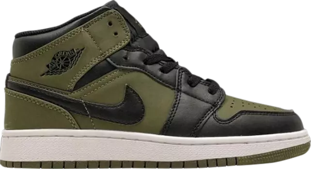 Кроссовки Air Jordan 1 Retro Mid GS Olive Canvas, зеленый
