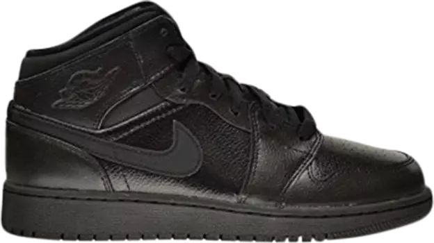Кроссовки Air Jordan 1 Retro Mid GS Triple Black, черный