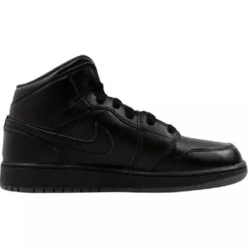 Кроссовки Air Jordan 1 Retro Mid GS Triple Black, черный
