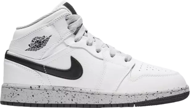 Кроссовки Air Jordan 1 Retro Mid GS White Cement, белый