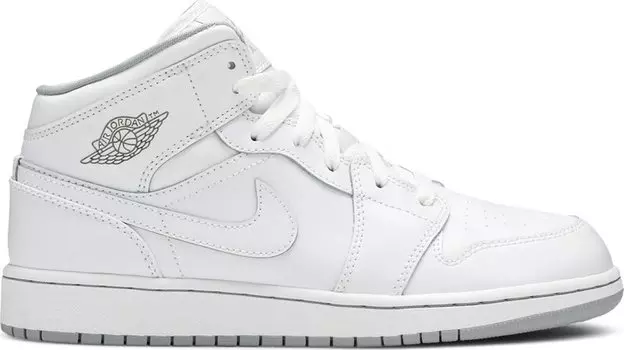 Кроссовки Air Jordan 1 Retro Mid GS White Wolf Grey, белый