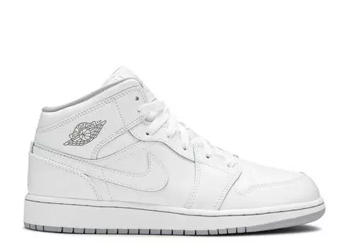 Кроссовки AIR JORDAN 1 RETRO MID GS 'WHITE WOLF GREY', белый