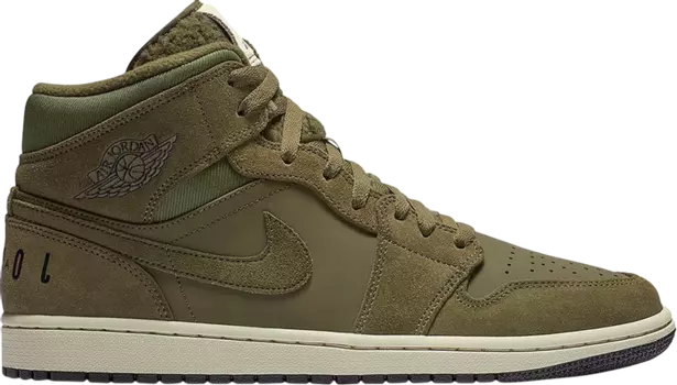 Кроссовки Air Jordan 1 Retro Mid Olive Canvas, зеленый