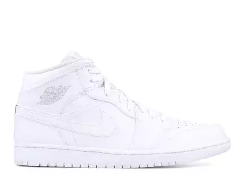 Кроссовки AIR JORDAN 1 RETRO MID 'WHITE PURE PLATINUM', белый