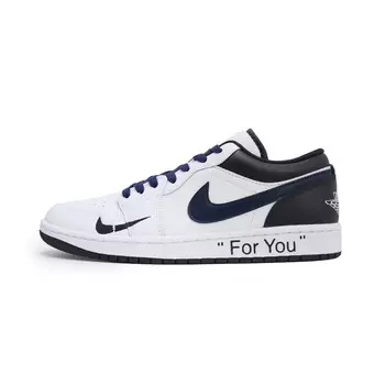 Кроссовки Air Jordan 1 Skateboarding Shoes Men Low-top Black/white/navy Blue, черный