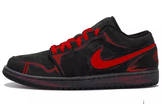 Кроссовки Air Jordan 1 Skateboarding Shoes Men Low-top Black/Red, черный/красный
