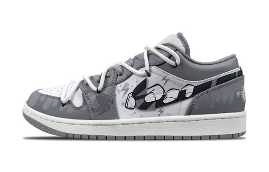 Кроссовки Air Jordan 1 Skateboarding Shoes Men Low-top Grey/white, серый/белый