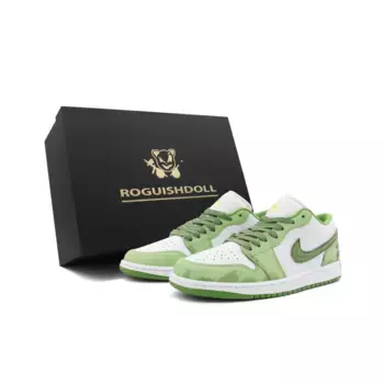Кроссовки Air Jordan 1 Skateboarding Shoes Men Low-top White/green, зеленый