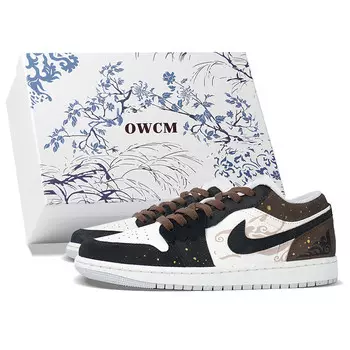 Кроссовки Air Jordan 1 Skateboarding Shoes Unisex Low-top Black/Brown, черный/коричневый