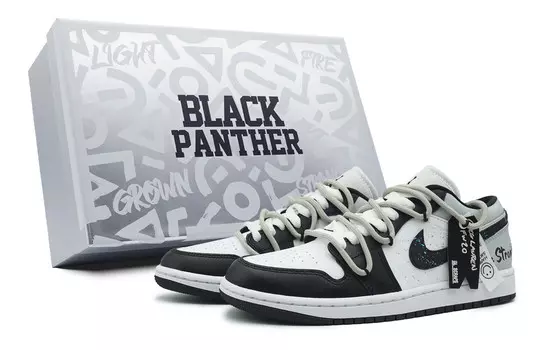 Кроссовки Air Jordan 1 Skateboarding Shoes Unisex Low-top Black/white/gray, черный