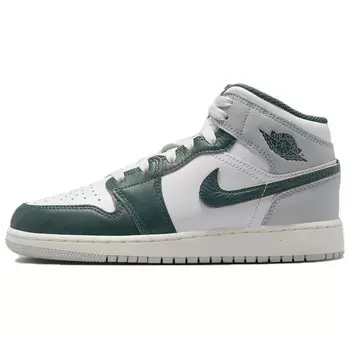 Кроссовки Air Jordan 1 Skateboarding Shoes Unisex Mid-top White/Green, зеленый