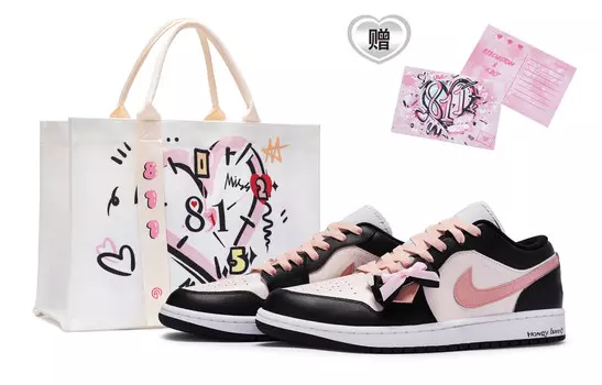Кроссовки Air Jordan 1 Skateboarding Shoes Women's Low-top Black, черный