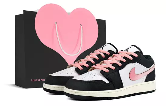 Кроссовки Air Jordan 1 Skateboarding Shoes Women's Low-top Pink, черный