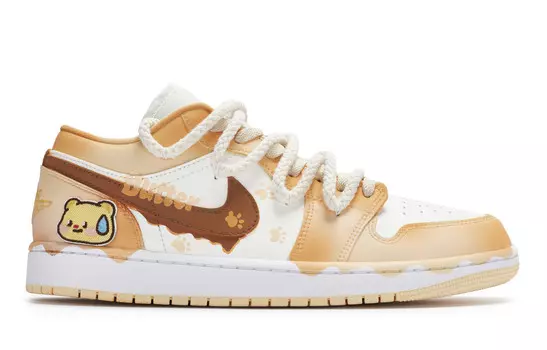 Кроссовки Air Jordan 1 Skateboarding Shoes Women's Low-top Brown, белый