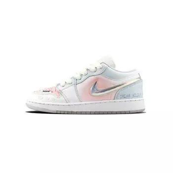 Кроссовки Air Jordan 1 Skateboarding Shoes Women's Low-top Pink/White/Blue, розовый
