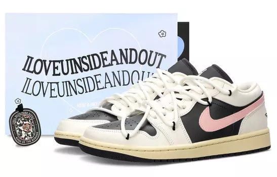 Кроссовки Air Jordan 1 Skateboarding Shoes Women's Low-top Black/white/pink, розовый