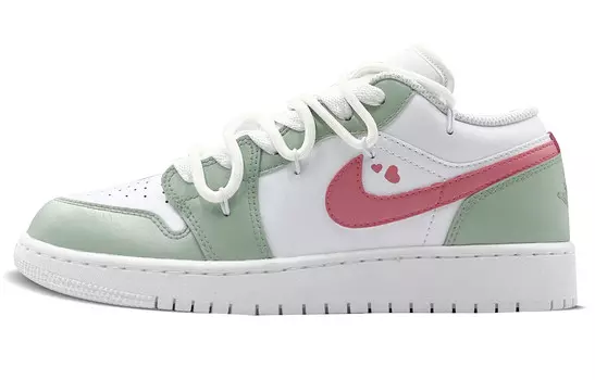 Кроссовки Air Jordan 1 Skateboarding Shoes Women's Low-top Green/White, желтый