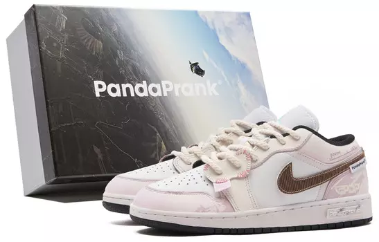 Кроссовки Air Jordan 1 Skateboarding Shoes Women's Low-top Pink/white, розовый