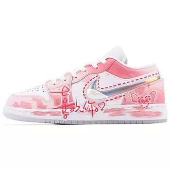 Кроссовки Air Jordan 1 Skateboarding Shoes Women's Low-top Pink/white, белый
