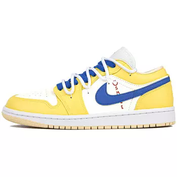Кроссовки Air Jordan 1 Skateboarding Shoes Women's Low-top Blue/Yellow, желтый