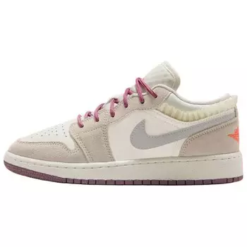 Кроссовки Air Jordan 1 Skateboarding Shoes Women's Low-top Sail White/Light Grey, белый