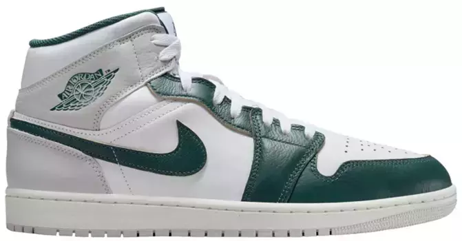 Кроссовки Air Jordan 1 средней длины, цвет Wht/Oxigrn/Sl/Ntrlgry