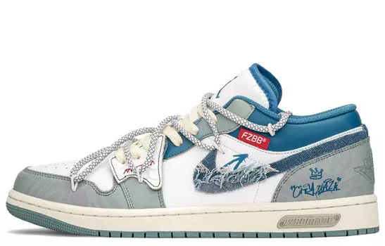 Кроссовки Air Jordan 1 Vintage Basketball Low-top, белый/серый/синий