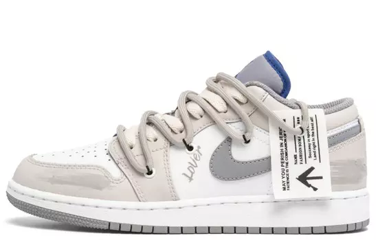 Кроссовки Air JORDAN 1 Vintage Basketball Shoes Men Low-Top Gray White/Blue