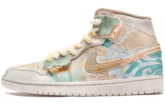 Кроссовки Air Jordan 1 Vintage Basketball Shoes Men Mid-top Blue, коричневый