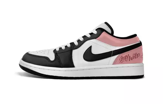 Кроссовки Air Jordan 1 Vintage Basketball Shoes Men Low-top Pink, черный/розовый