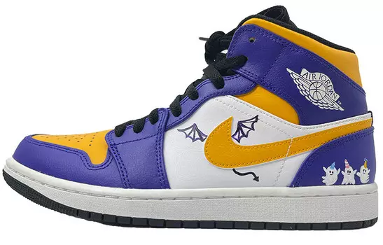 Кроссовки Air Jordan 1 Vintage Basketball Shoes Men High-top Orange, темно-синий