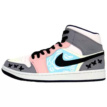 Кроссовки Air Jordan 1 Vintage Basketball Shoes Men High-top Pink, синий