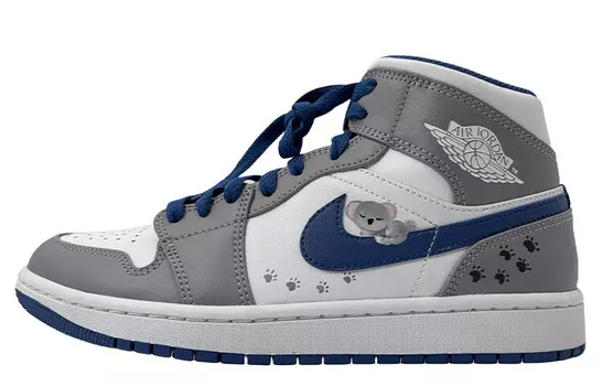 Кроссовки Air Jordan 1 Vintage Basketball Shoes Men High-top Blue, серый