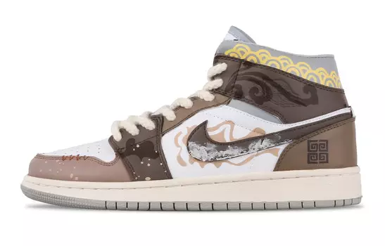 Кроссовки Air Jordan 1 Vintage Basketball Shoes Men High-top Brown, коричневый