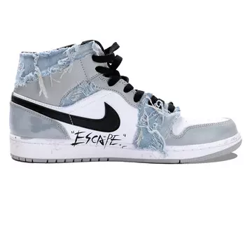 Кроссовки Air Jordan 1 Vintage Basketball Shoes Men High-top Blue, серый